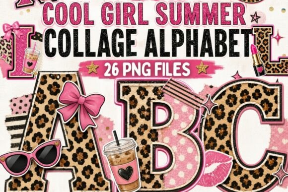 Download Cool Girl Summer Collage Alphabet PNG - Collage Collection