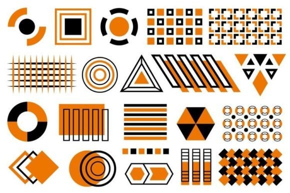Download Black and Orange Memphis Set - Memphis Collection