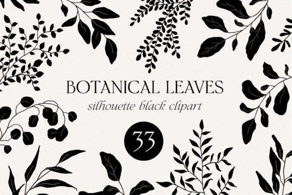 Download Botanical Black Floral Leaves Clipart - Leaves clipart Collection