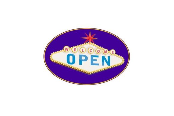 Download Retro Welcome Open Neon Sign Oval EPS - Oval Collection