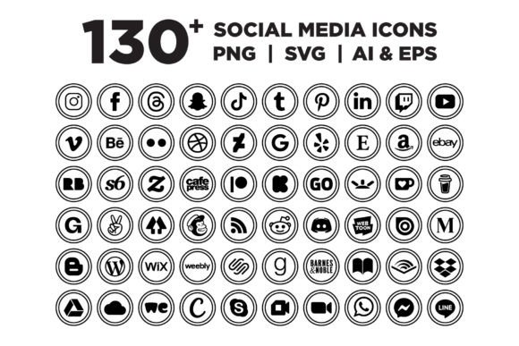 Download Circle Double Outline Social Media Icons - Outline Collection