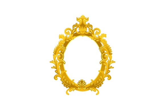 Download Oval Gold Mirror Frame Cartoon Illustrat - Oval Collection